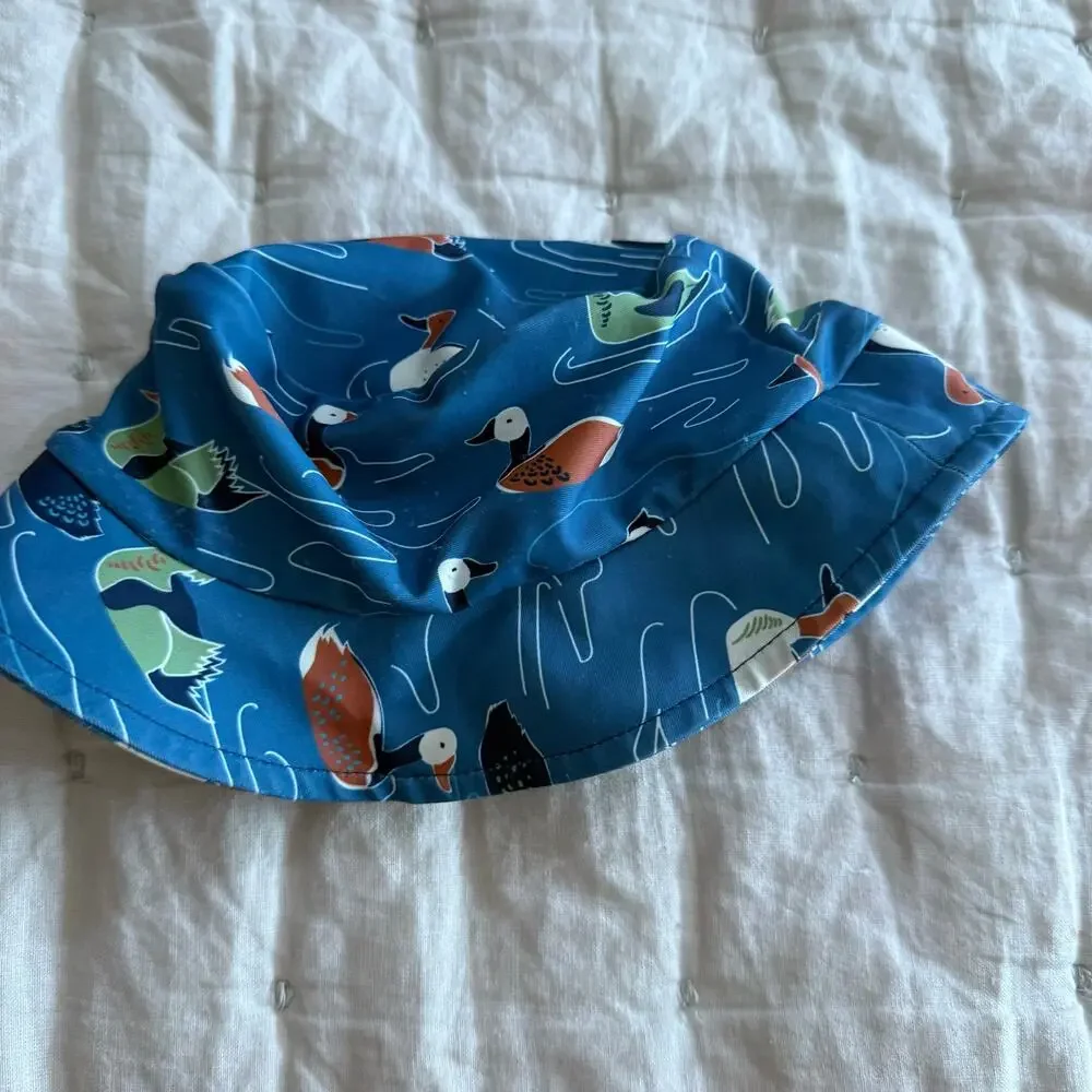 Mudpie Hat 3-6 Months Mud Pie Swim Summer Sun Chin Strap Duck Print Baby Boy